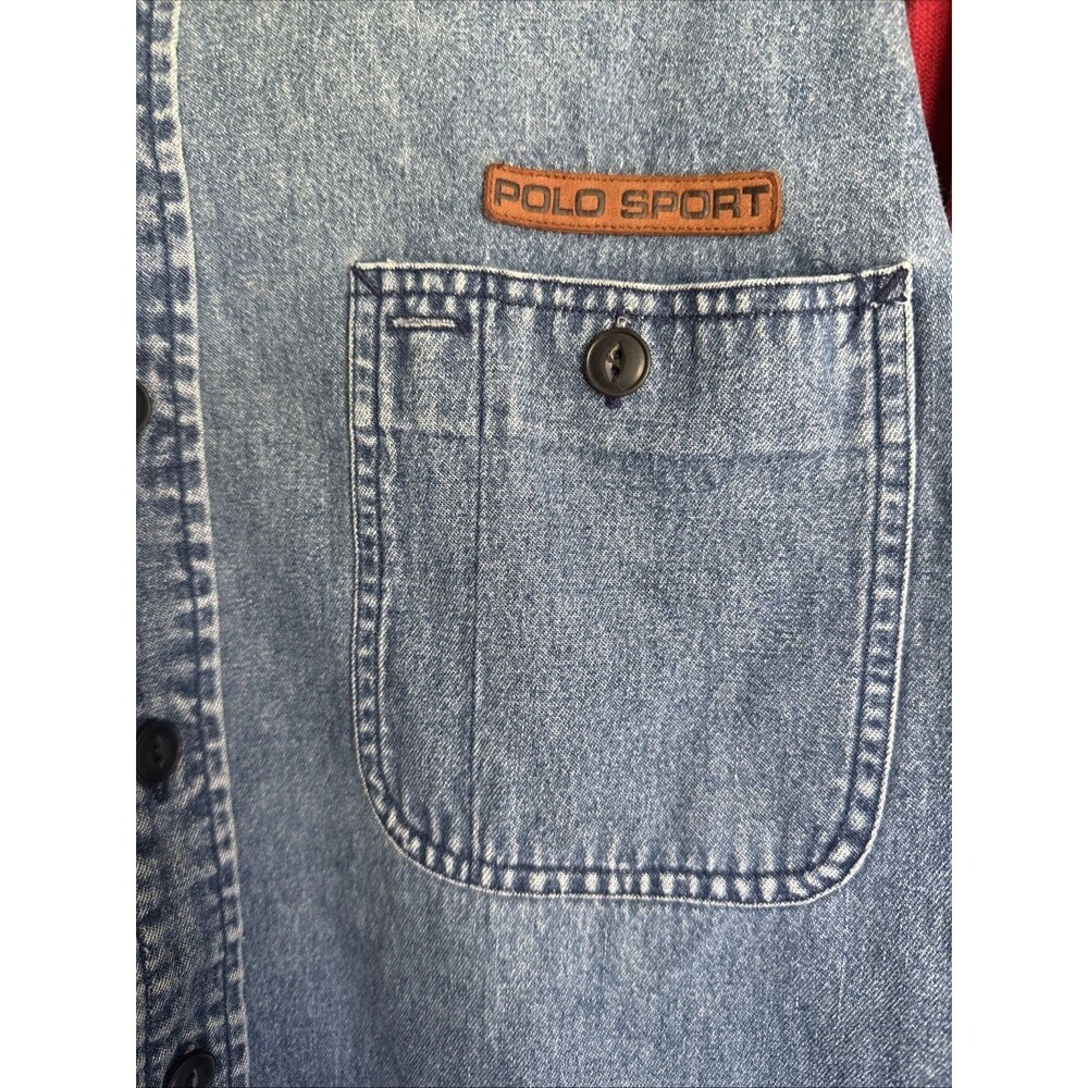 Vintage Polo Sport Ralph Lauren Cotton Mens Size L Long Sleeve Button Down Shirt - Picture 3 of 9